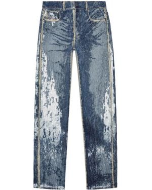 DIESEL Vintage Printed Straightleg Jeans - Blue