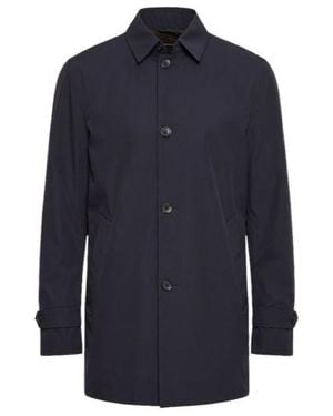 Herno Straight Hem Buttoned Coat - Blue