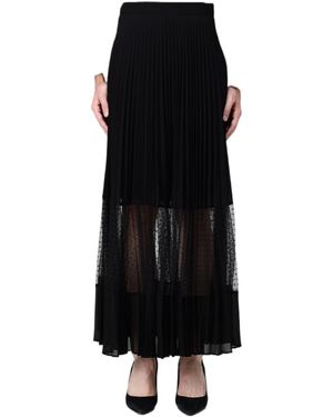 Twinset High Waist Pleated Maxi Skirt - Black