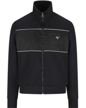 Prada Contrast Panel Zip-Up Jacket - Black