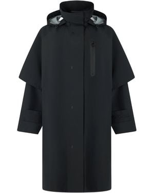 Save The Duck Hooded Long Coat - Black