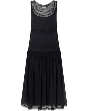 Tory Burch Pleated Lace-Trimmed Dress - Black