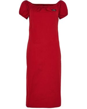 Miu Miu Off-The-Shoulder Midi Dress - Red