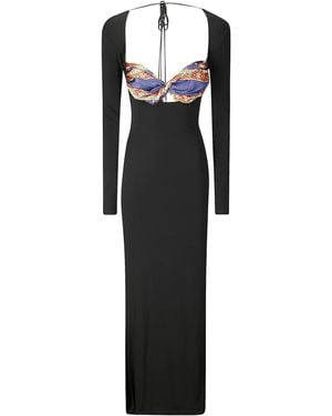 Marine Serre Scarf-Detail Long Fitted Dress - Black