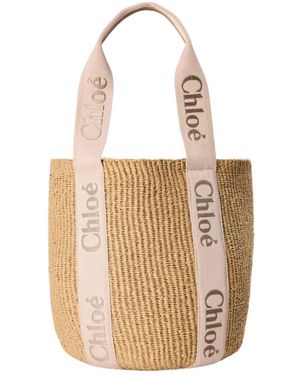 Chloé Straw Tote Bag - White