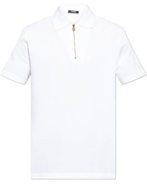 Versace 1/4 Zipped Short-Sleeved Polo Shirt - White