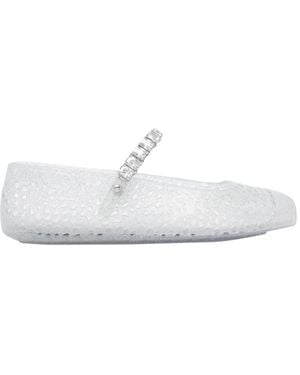 Jimmy Choo The Jelly Embellished Ballerina Flats - White