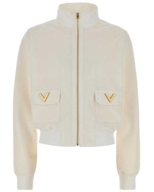 Valentino Zip-Up High Neck Sweatshirt - White