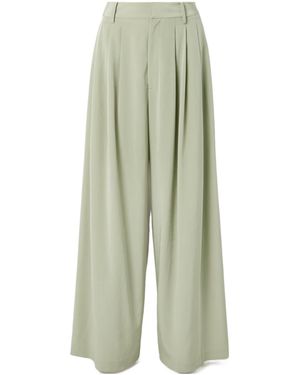 Tibi Crepe De Chine Wide-Leg Pants - Green