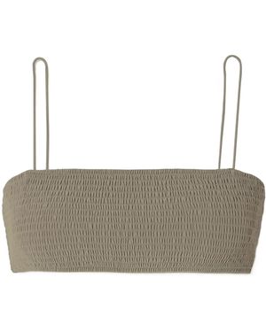 TOTEME Smocked Bandeau Bikini Top - Grey