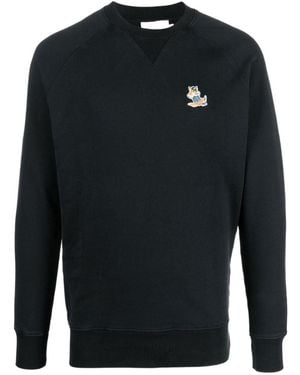 Maison Kitsuné Maison Kitsuné Logo Patch Crewneck Sweatshirt - Blue