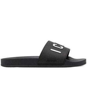 DSquared² 3D Logo Lettering Slip-On Slides - Black