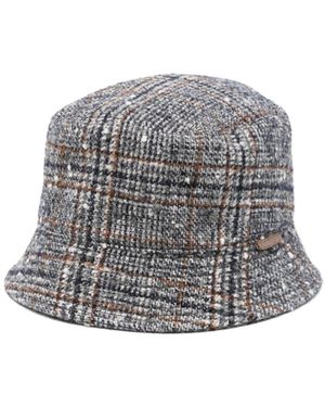 Brunello Cucinelli Prince Of Wales Wool Blend Bucket Hat - Grey