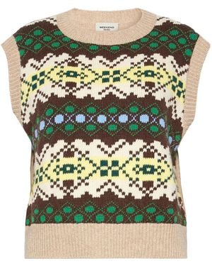 Weekend by Maxmara Jacquard Wool Yarn Gilet - Green