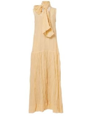 Plan C Scarf-Detail Cotton-Blend Maxi Dress - Metallic