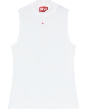 DIESEL Mock Neck Ribbed Tank Top - White