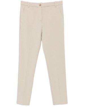 Pinko Bello Pressed-Crease Belt-Loop Pants - Natural