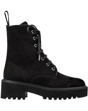 Aquazzura Desert Lace-Up Suede Boots - Black