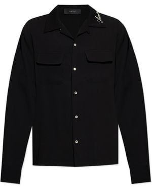 Amiri Logo Embroidered Buttoned Shirt - Black