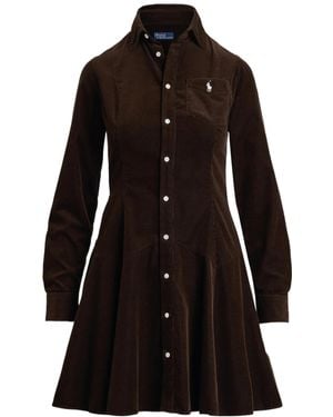 Polo Ralph Lauren Button-Up Corduroy Mini Dress - Black