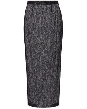 Wardrobe NYC Floral Lace Midi Skirt - Gray