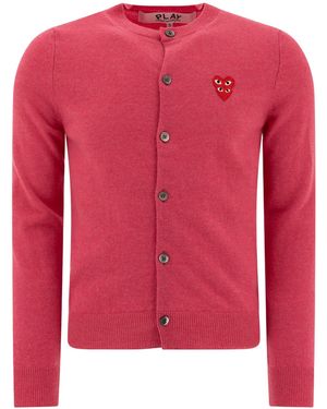 COMME DES GARÇONS PLAY Comme Des Garçons Play Heart-Patch Knitted Cardigan - Pink
