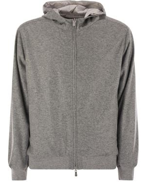 Fedeli Reversible Hooded Bomber Jacket - Gray