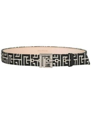Balmain Monogrammed Buckle Belt - White