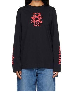 Simone Rocha Printed Long-Sleeved T-Shirt - Blue