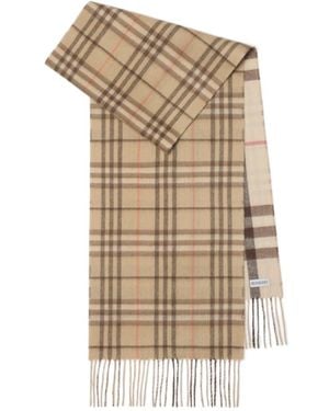 Burberry Checked Fringed Scarf - Natural
