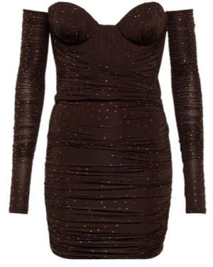 Alex Perry Koda Embellished Jersey Minidress - Brown