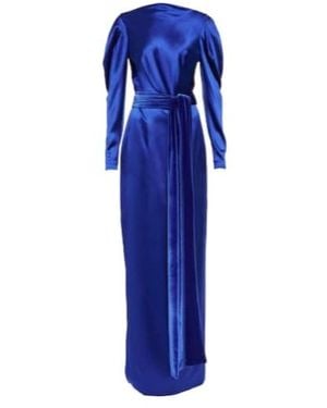 Monique Lhuillier Silk Satin Gown - Blue