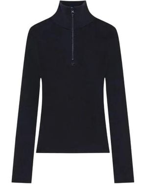 Courreges Zipped Mock-Neck Sweater - Blue