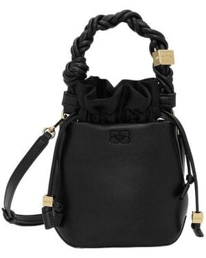 Ganni Bou Mini Drawstring Bucket Bag - Black