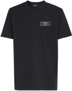 Balmain Logo-Patch Crewneck T-Shirt - Black