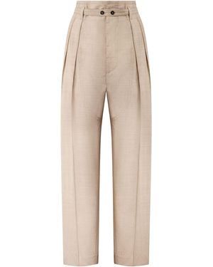 Bottega Veneta Pleated Casual Pants - Natural