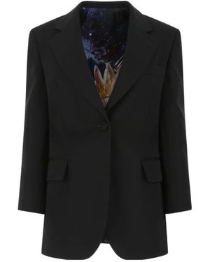 Lanvin Single Breasted Cropped-Sleeve Blazer - Black