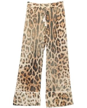 ERMANNO FIRENZE Leopard-Print Drawstring-Waist Trousers - Natural