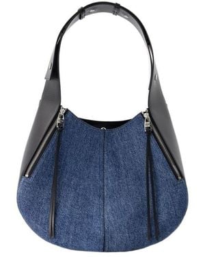 McQueen The Skull Denim Hobo Bag - Blue