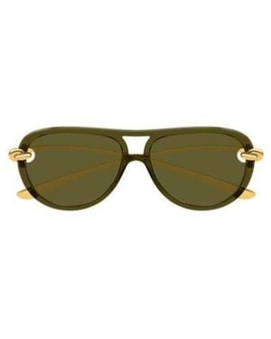 Bottega Veneta Eyewear Aviator Frame Sunglasses - Green
