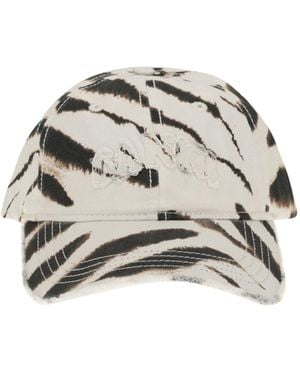 Ganni Zebra Logo Baseball Hat - White