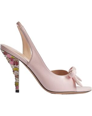 Dior Bow Heeled Slingback Sandal - Pink