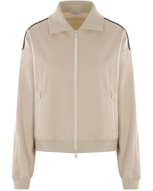 Brunello Cucinelli Couture Interlock Zipped Sweatshirt - Natural