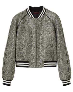Gucci Embroidered Tweed Bomber Jacket - Grey