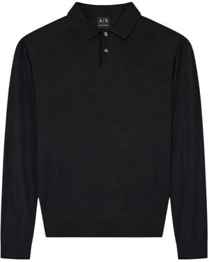 ARMANI EXCHANGE Long-Sleeve Polo Jumper - Black