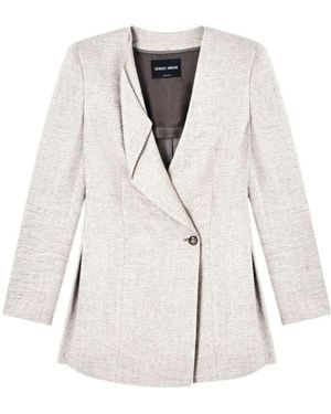 Giorgio Armani Long-Sleeved Suit Jacket - White