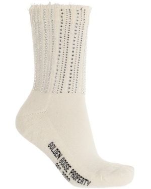Golden Goose Crystal Ribbed Socks - White