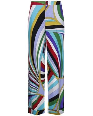 PUCCI Pucci Maddalena Printed High Waist Trousers - Blue