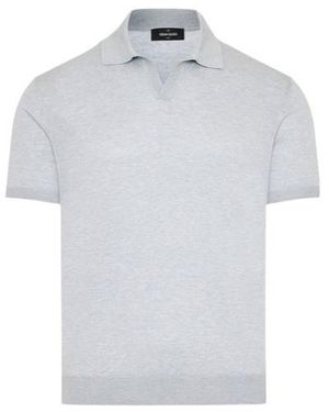 Gran Sasso Short Sleeved Knitted Polo Shirt - White