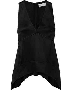 Proenza Schouler Liz Satin-Crepe Top - Black